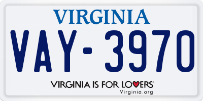 VA license plate VAY3970