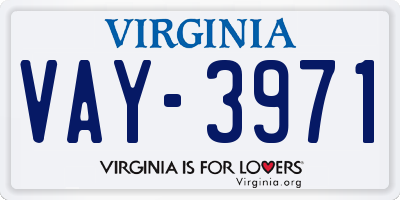 VA license plate VAY3971
