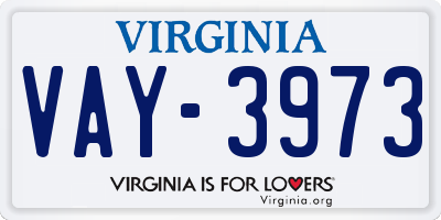 VA license plate VAY3973