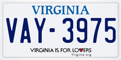 VA license plate VAY3975