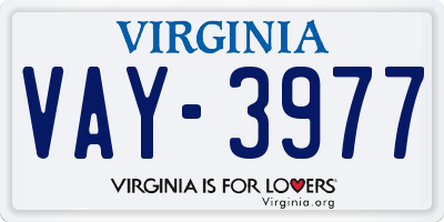 VA license plate VAY3977