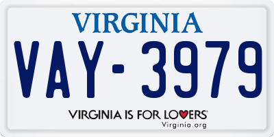 VA license plate VAY3979
