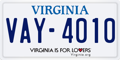 VA license plate VAY4010