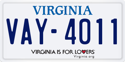 VA license plate VAY4011