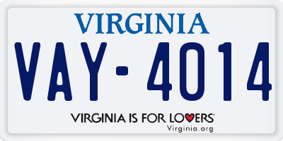 VA license plate VAY4014