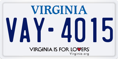 VA license plate VAY4015