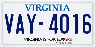 VA license plate VAY4016
