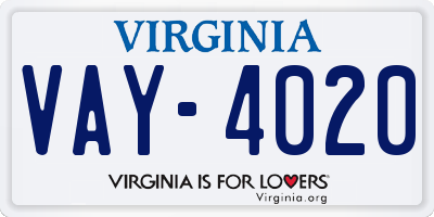 VA license plate VAY4020