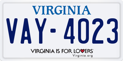 VA license plate VAY4023