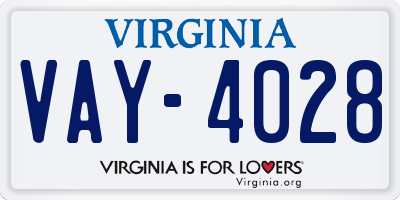 VA license plate VAY4028
