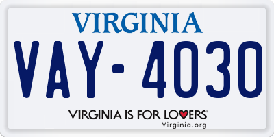 VA license plate VAY4030