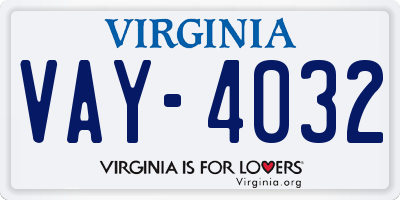 VA license plate VAY4032