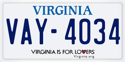 VA license plate VAY4034