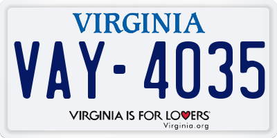 VA license plate VAY4035