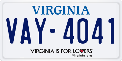 VA license plate VAY4041