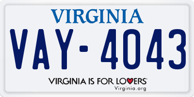 VA license plate VAY4043