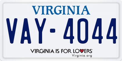 VA license plate VAY4044