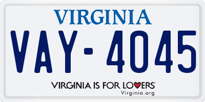 VA license plate VAY4045