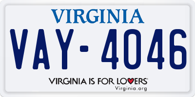 VA license plate VAY4046
