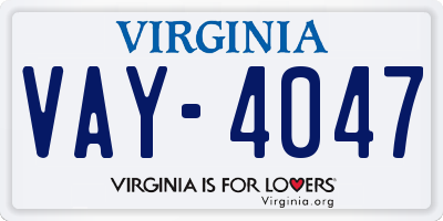 VA license plate VAY4047