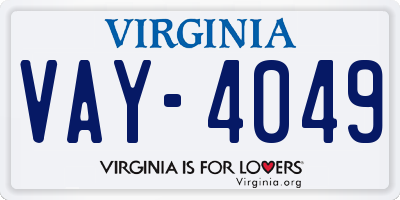 VA license plate VAY4049