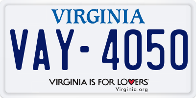 VA license plate VAY4050