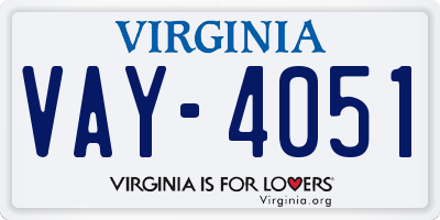 VA license plate VAY4051