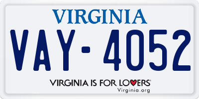 VA license plate VAY4052