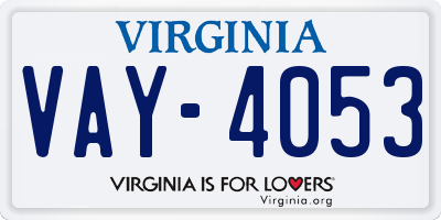 VA license plate VAY4053