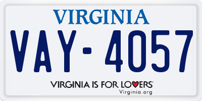VA license plate VAY4057
