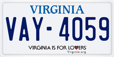 VA license plate VAY4059