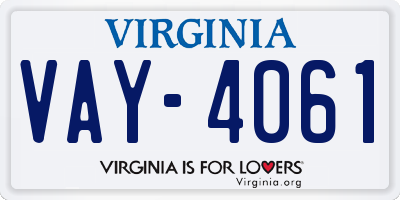 VA license plate VAY4061