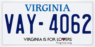 VA license plate VAY4062
