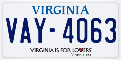 VA license plate VAY4063
