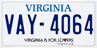 VA license plate VAY4064
