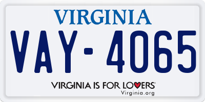 VA license plate VAY4065