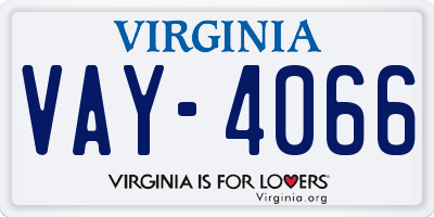 VA license plate VAY4066