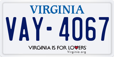 VA license plate VAY4067