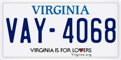 VA license plate VAY4068