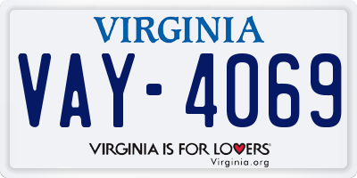 VA license plate VAY4069