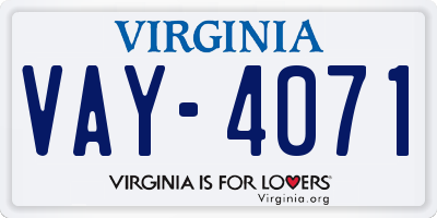 VA license plate VAY4071