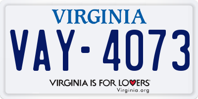 VA license plate VAY4073