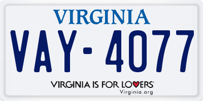 VA license plate VAY4077