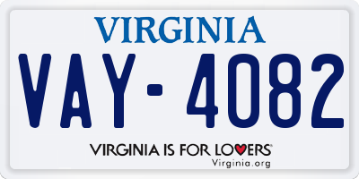 VA license plate VAY4082