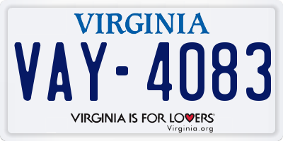 VA license plate VAY4083