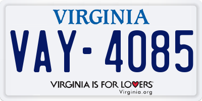 VA license plate VAY4085