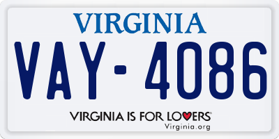 VA license plate VAY4086