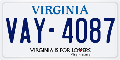 VA license plate VAY4087
