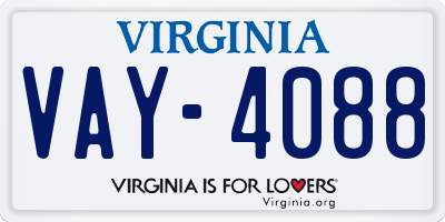VA license plate VAY4088