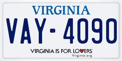 VA license plate VAY4090